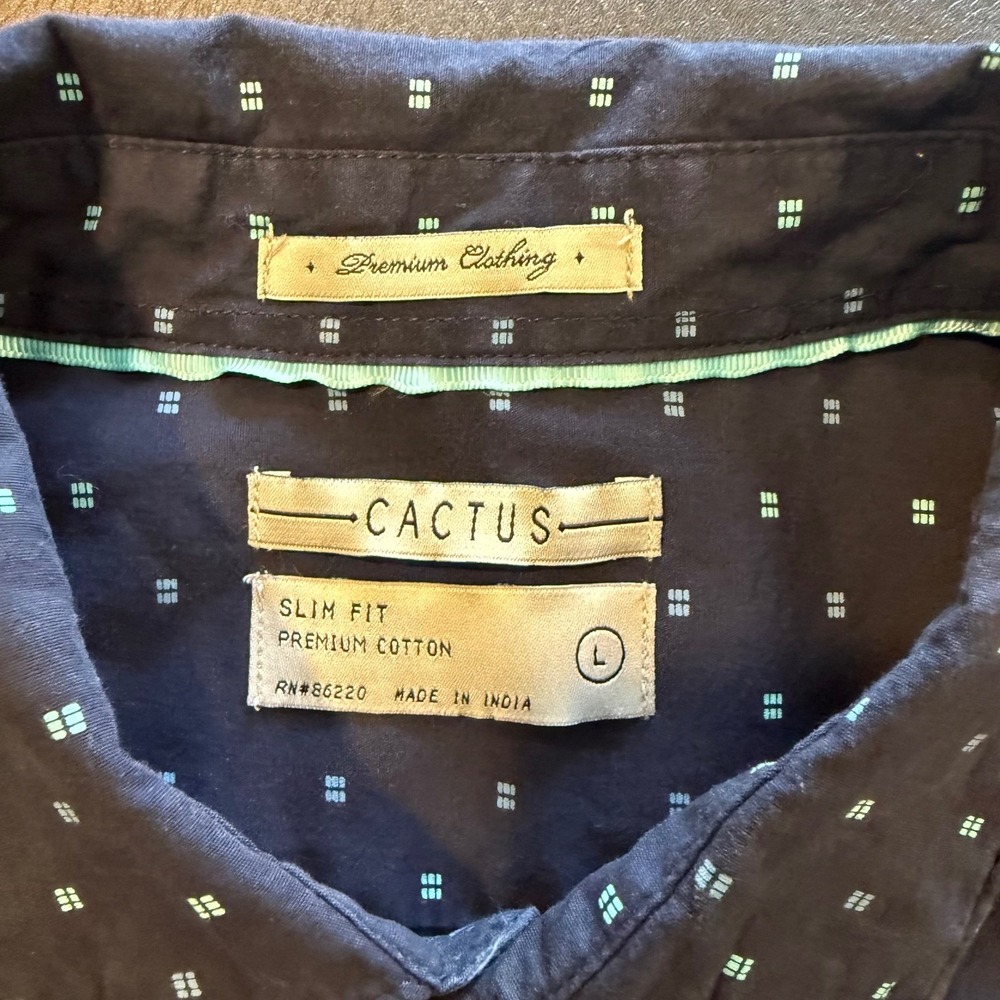 Cactus Premium Clothing Mens Long Sleeve Button Up Shirt Patterned Brown L - Picture 4 of 5